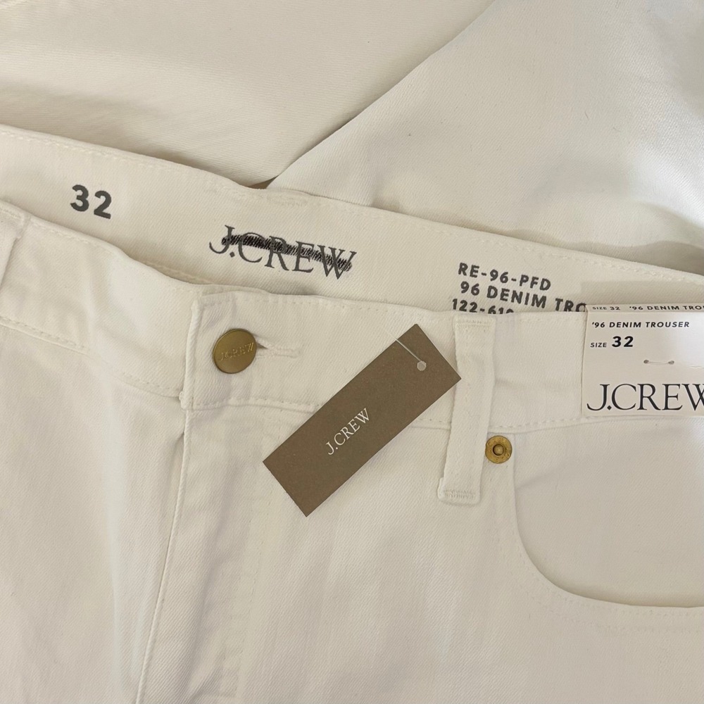 NWT!! J. CREW New High-Rise Denim Trouser Jeans White '96 Wide Leg Retro Size 32 - Picture 12 of 16